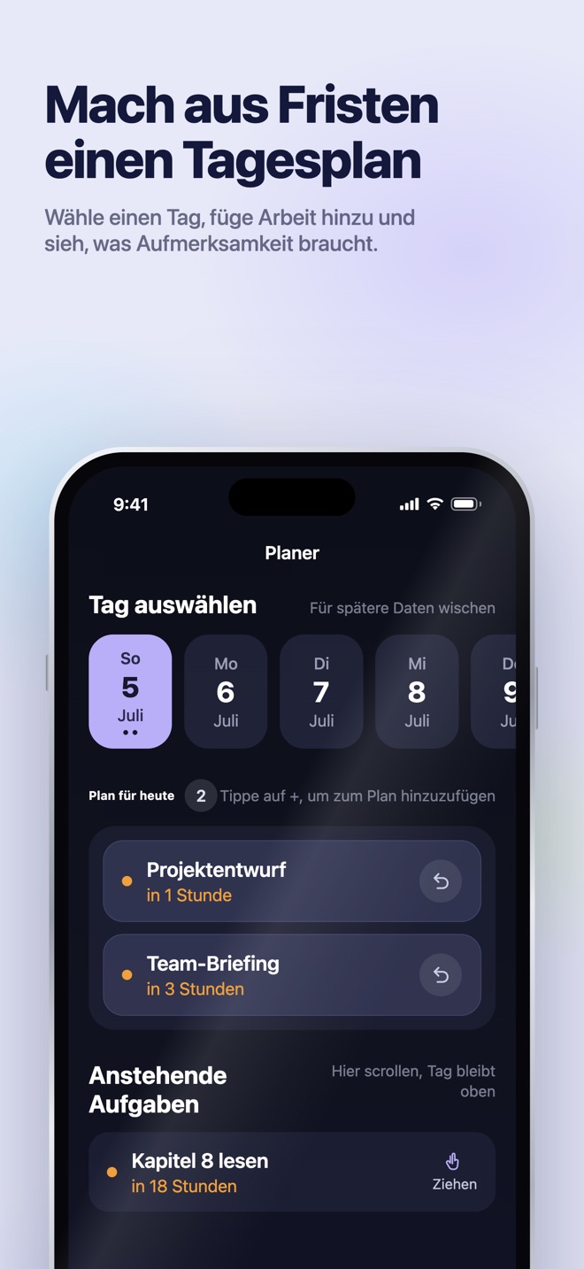 App Store-Werbeillustration · iOS · Planer · wähle einen Tag