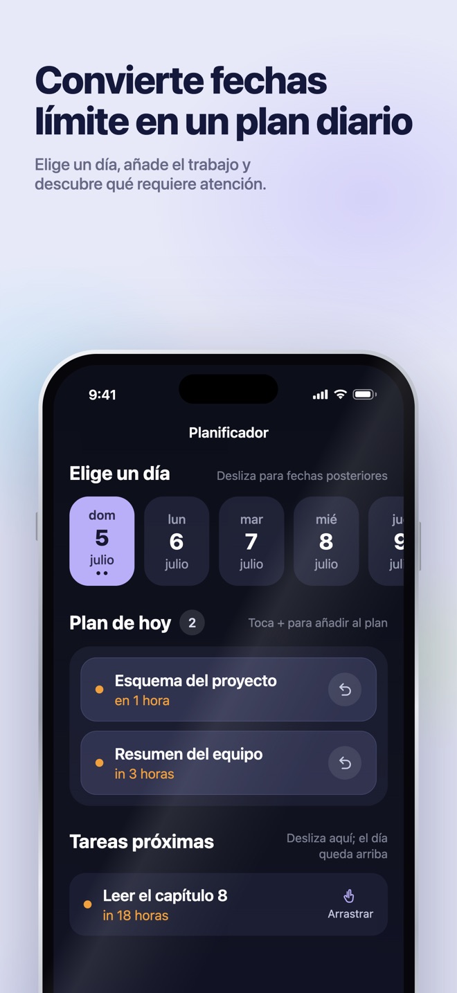 Ilustración de la App Store · iOS · Planificador · elige un día