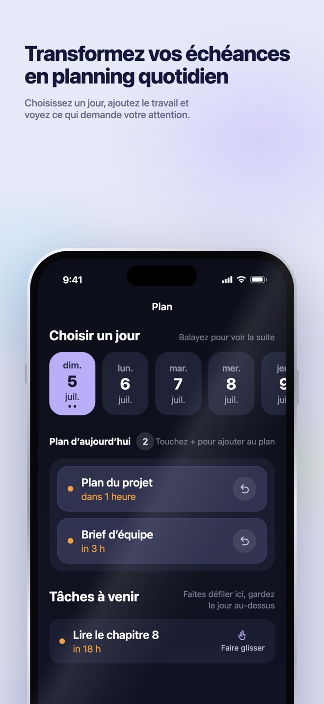 Illustration de l’App Store · iOS · Planificateur · choisissez un jour