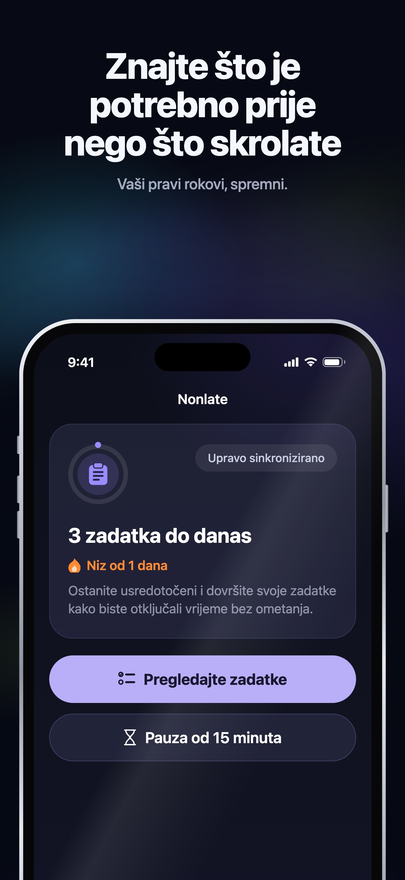 Promotivna ilustracija iz App Storea · iOS · Početna · zadaci s rokom