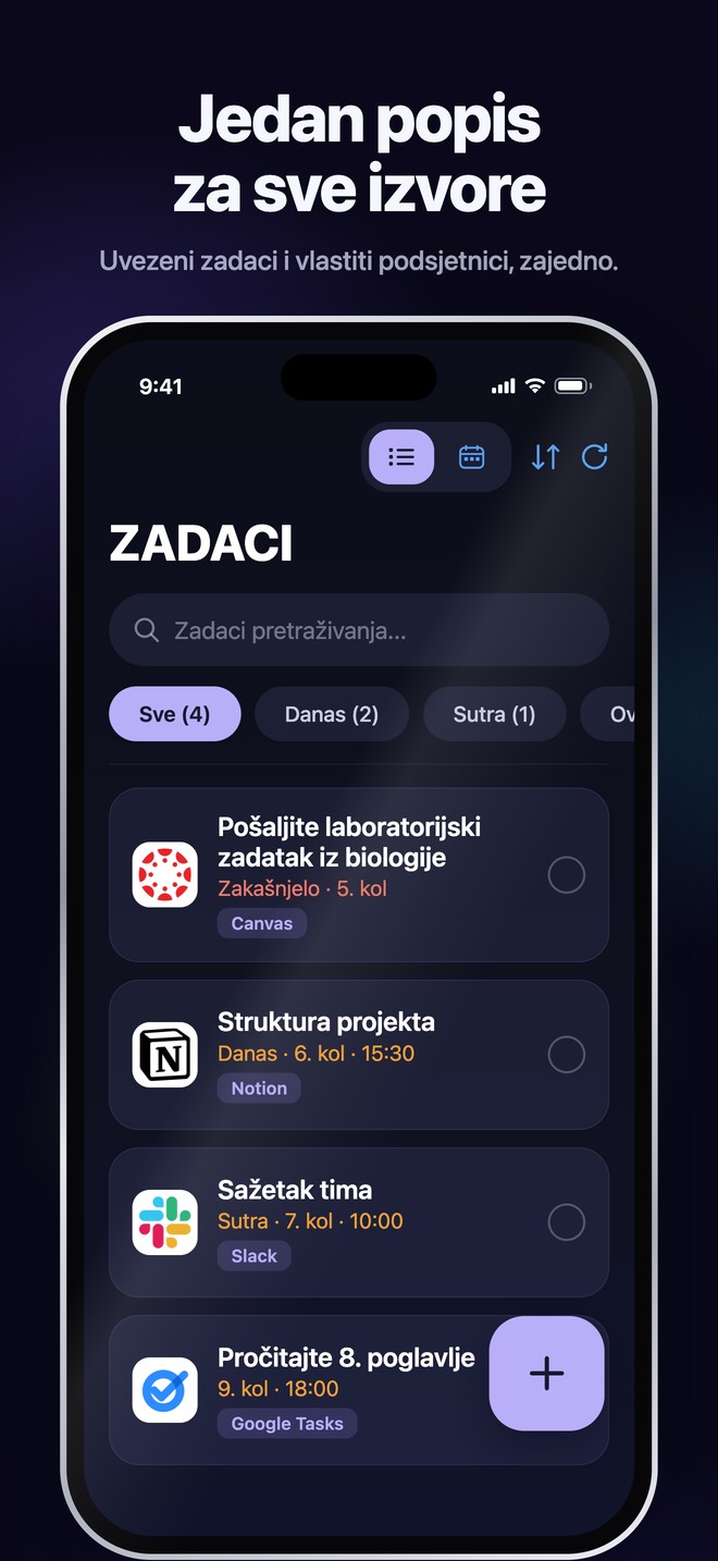 Nonlateovi iOS zadaci objedinjuju uvezene zadatke i osobne podsjetnike u jedan pretraživ popis