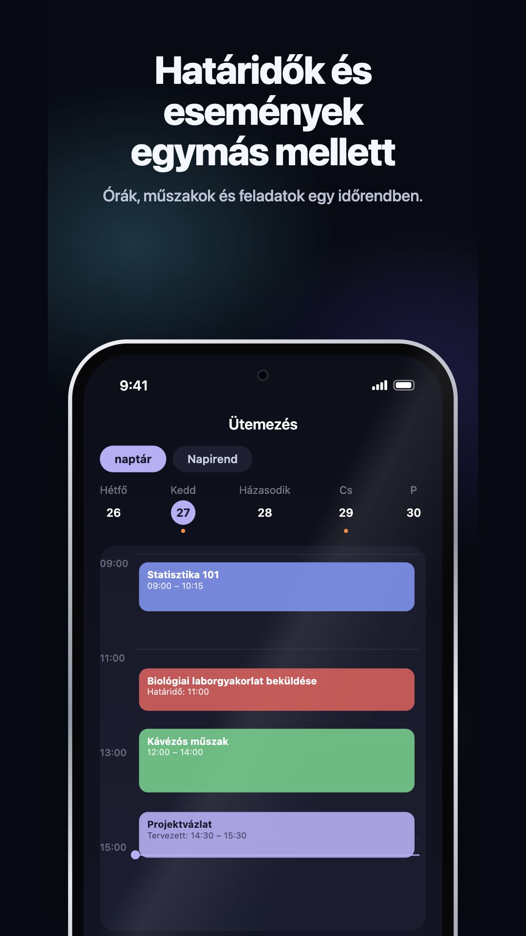 Google Play-illusztráció · Android · Schedule · időbeosztásos nap