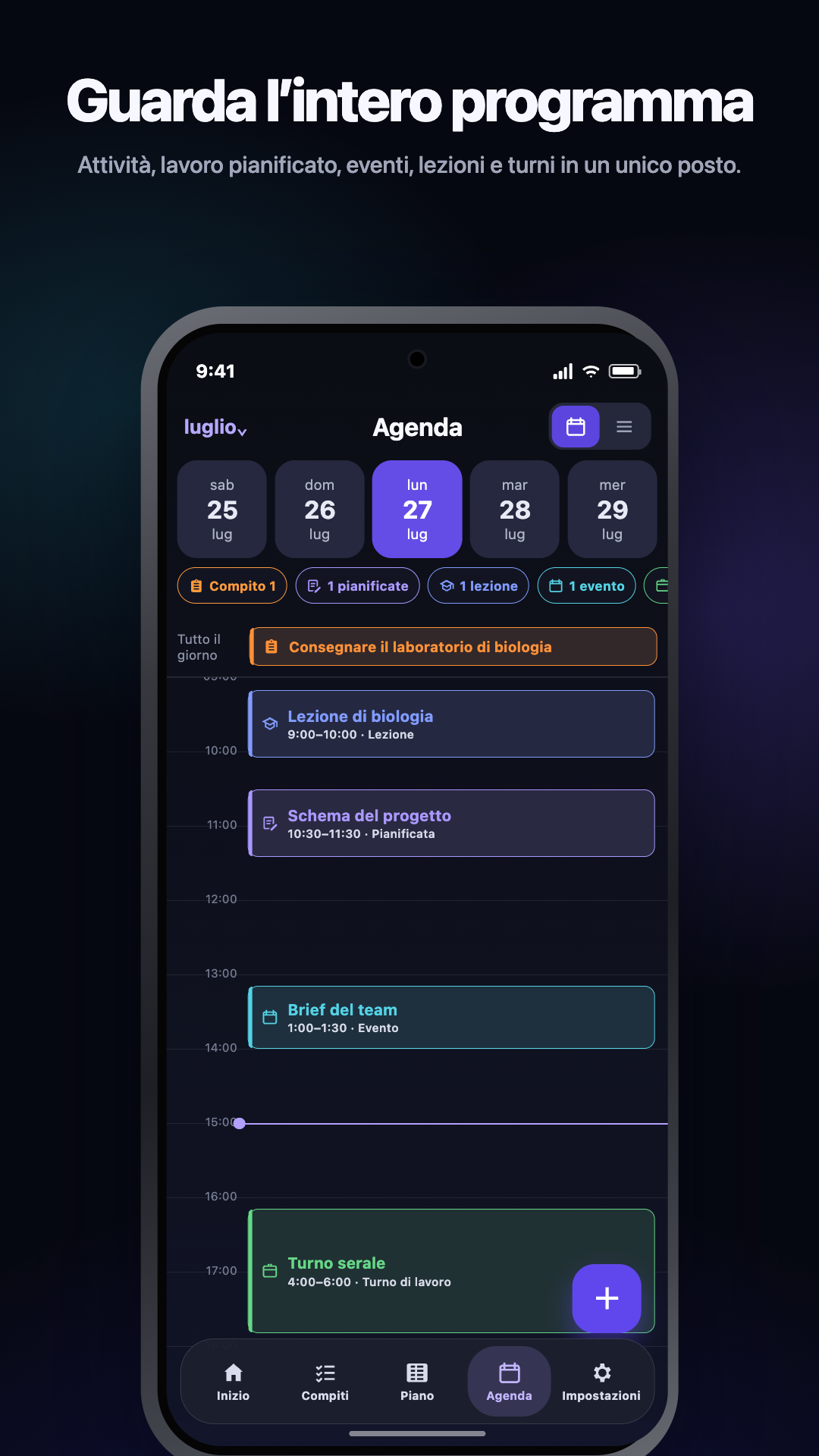 Illustrazione di Google Play · Android · Schedule · giornata con orari