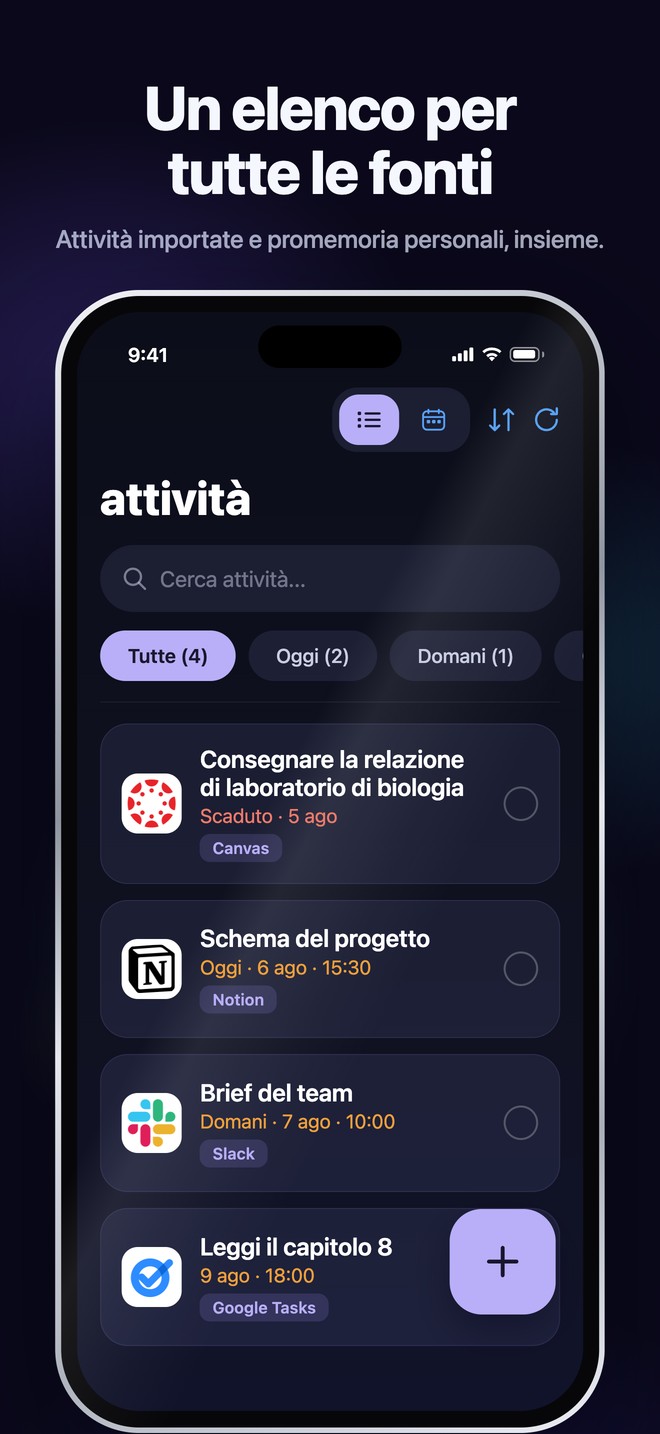 Nonlate iOS Tasks riunisce attività importate e promemoria personali in un unico elenco ricercabile