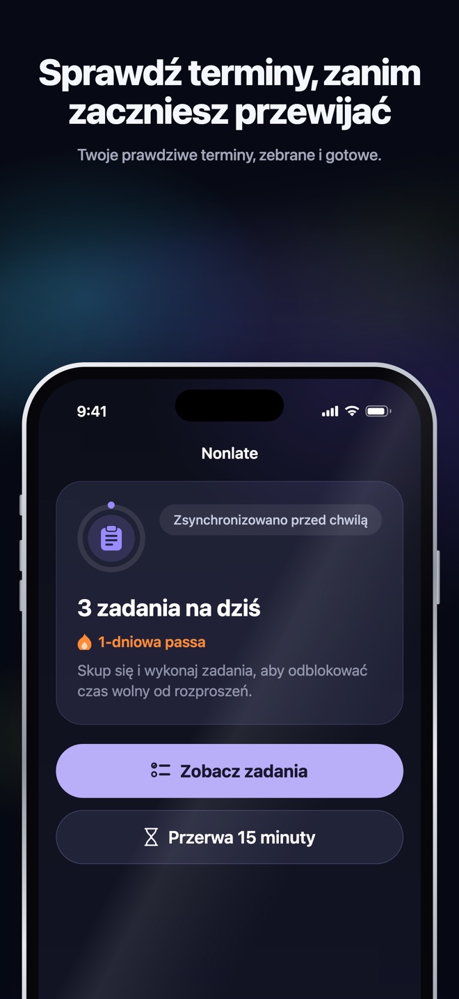 Ilustracja promocyjna z App Store · iOS · Home · zadania z terminem