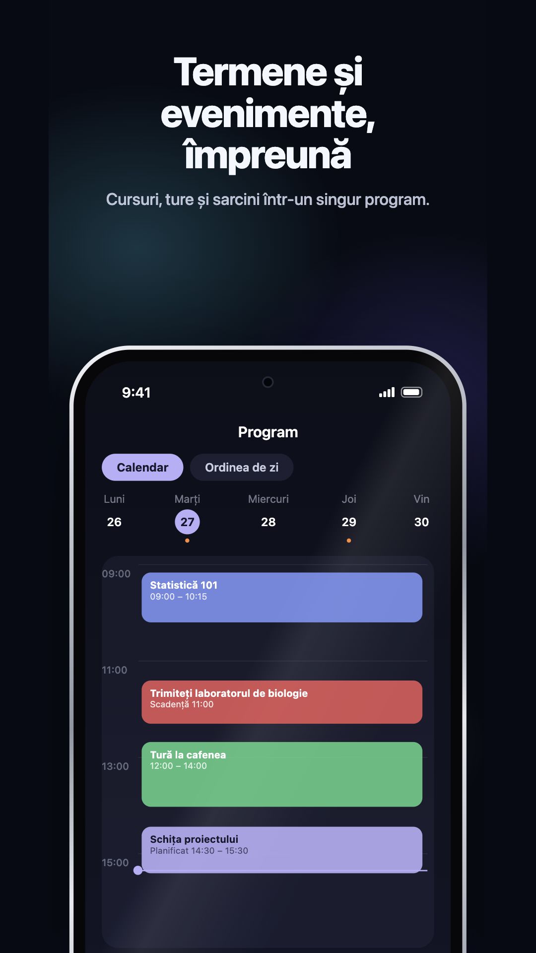 Ilustrație Google Play · Android · Schedule · zi organizată pe ore