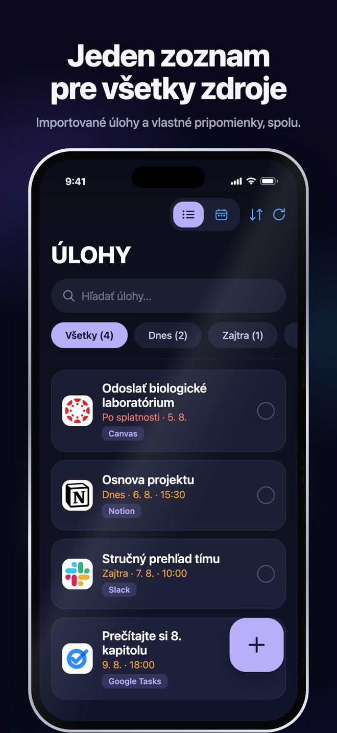 Úlohy Nonlate pre iOS spájajú importované úlohy a osobné pripomienky do jedného prehľadávateľného zoznamu