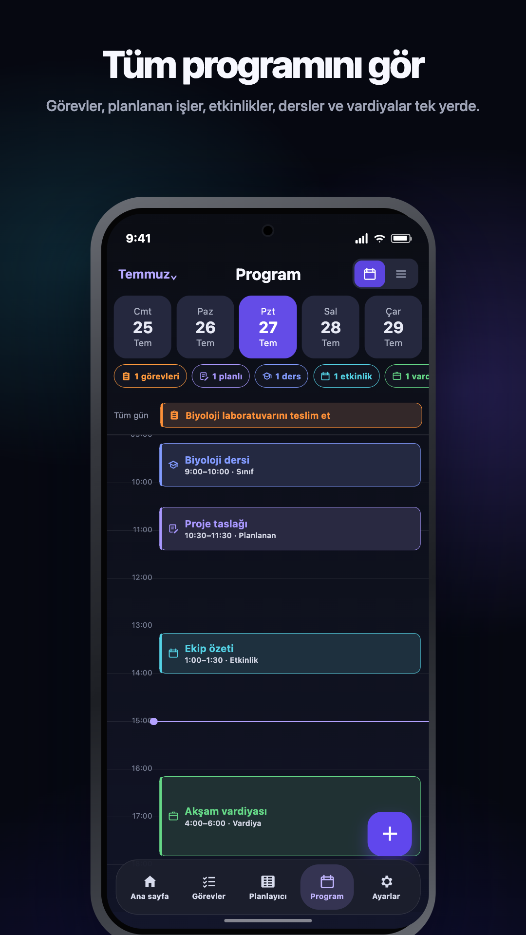 Google Play tanıtım görseli · Android · Schedule · saatlere ayrılmış gün